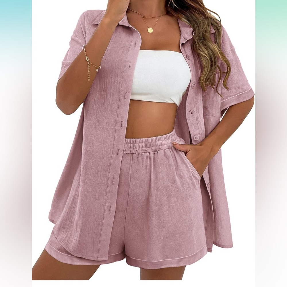 Linen shirt & shorts set